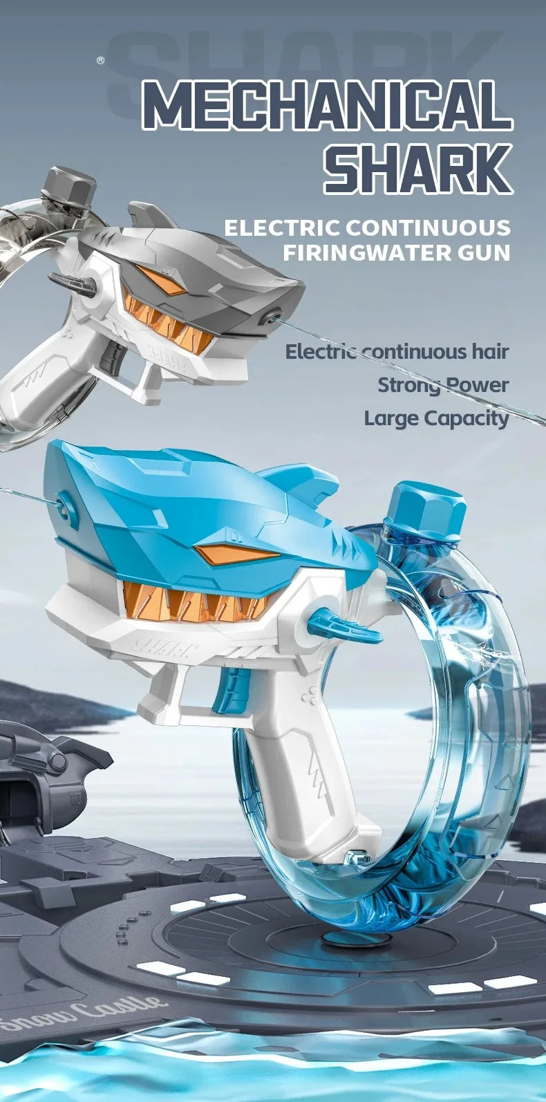 Electric high-pressure mechanical shark water gun