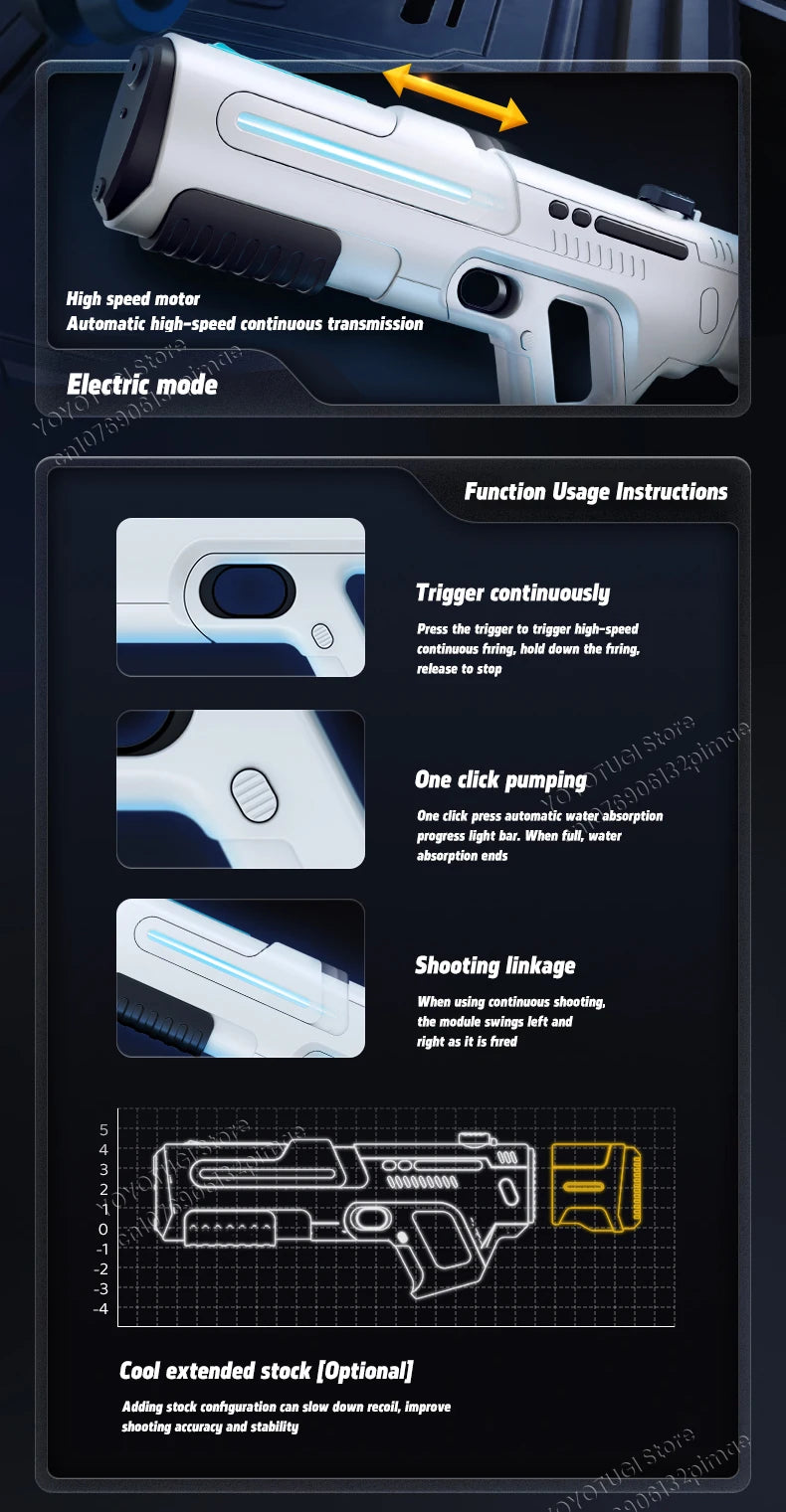 Pulse Electric Continuous Firing Water Gun Powerful Water Spray Laser